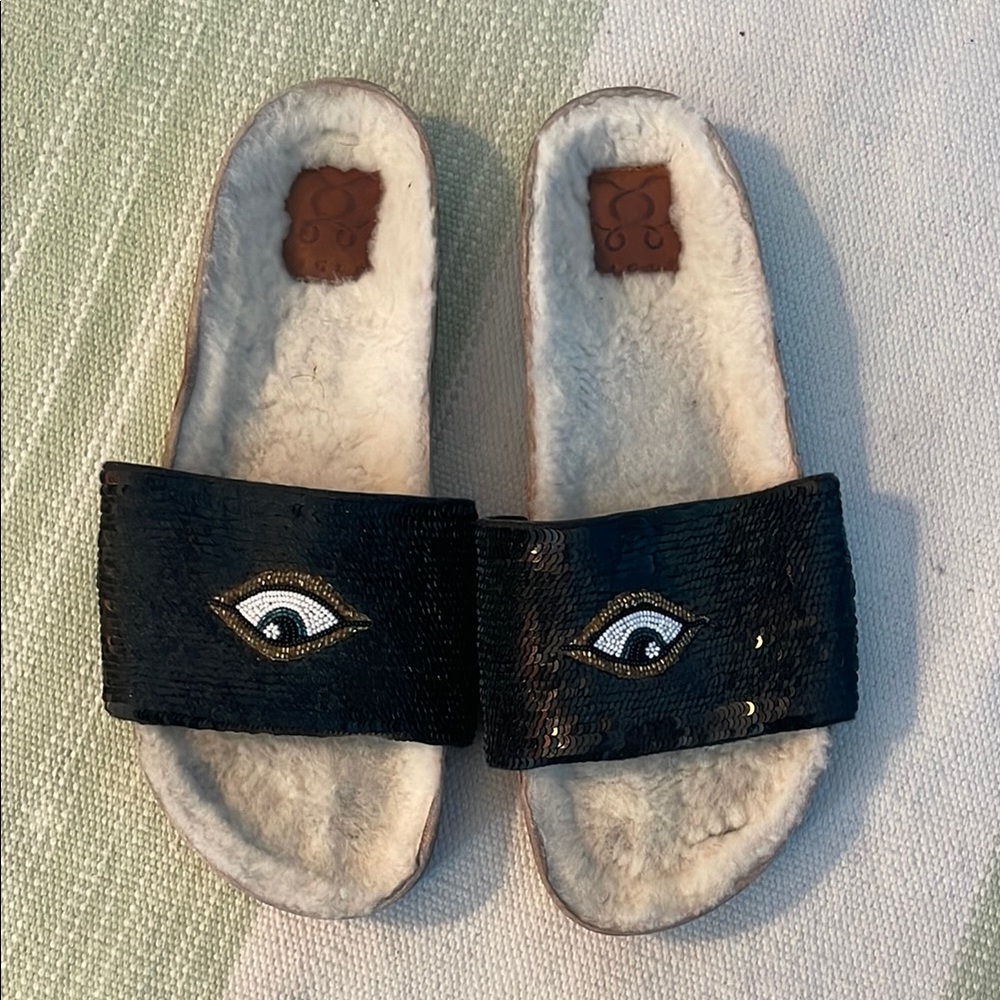 Black Sequin Eye Slides